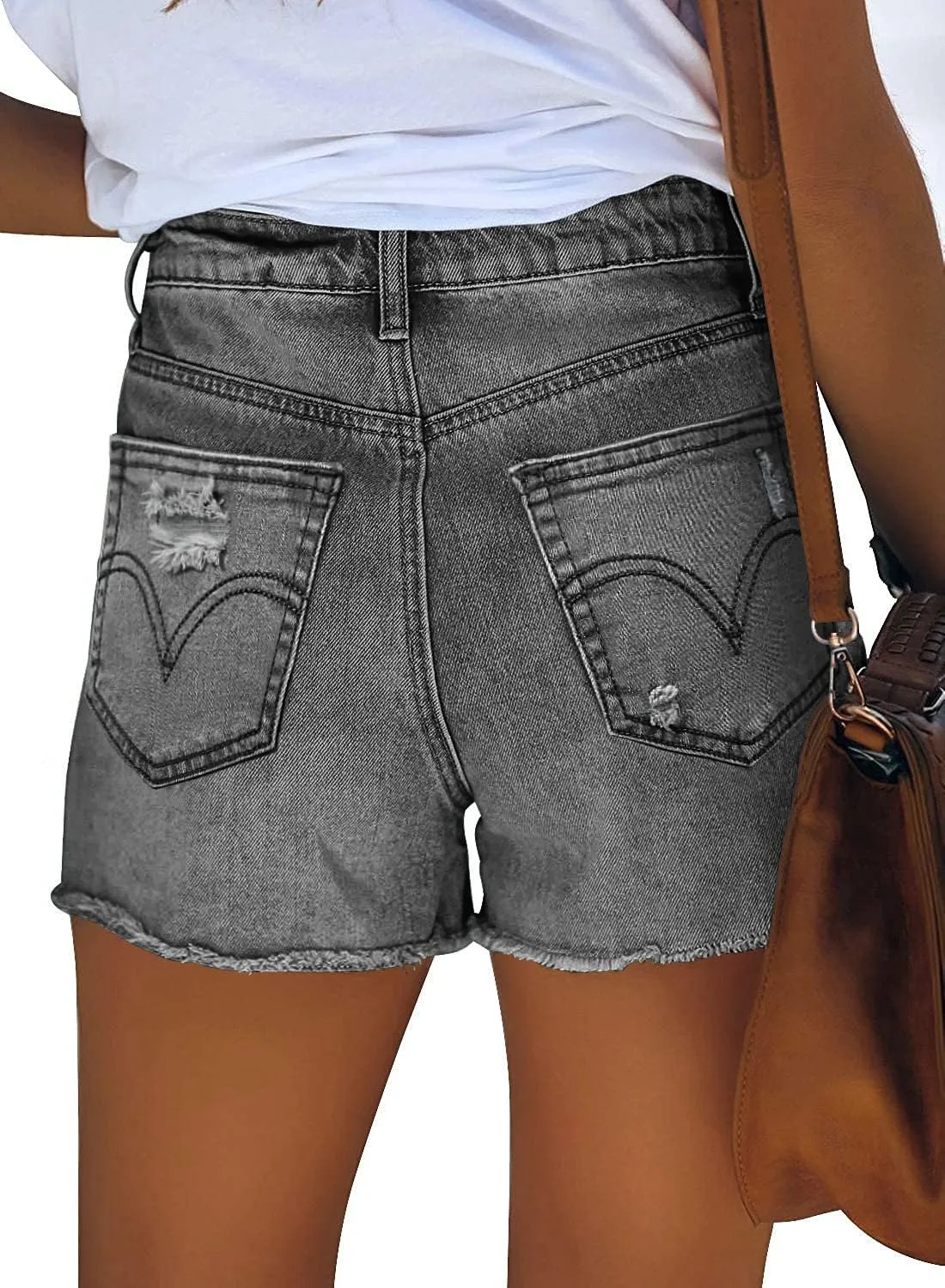onlypuff Women's Denim Jean Short Ripped High Waist Cut Off