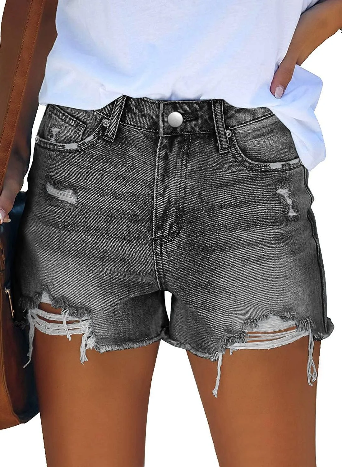 onlypuff Women's Denim Jean Short Ripped High Waist Cut Off