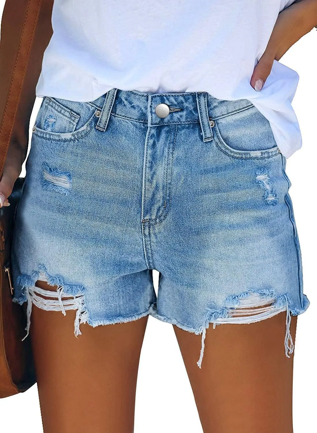 onlypuff Women's Denim Jean Short Ripped High Waist Cut Off