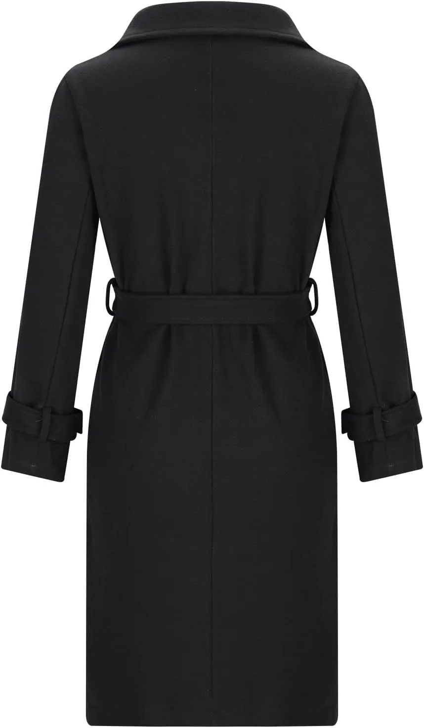 Oplxuo Women Classic Fall Winter Coats Notch Lapel Long Sleeve Belted Peacoat Wool Blend Trench Coats Long Jacket Outwear