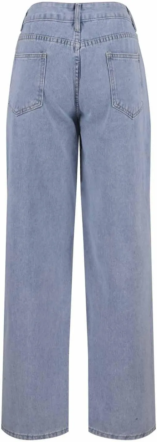 Oplxuo Womens Jeans High Waisted Straight Leg Baggy Boyfriend Jeans for Women Trendy Stretch Denim Pants with Pockets