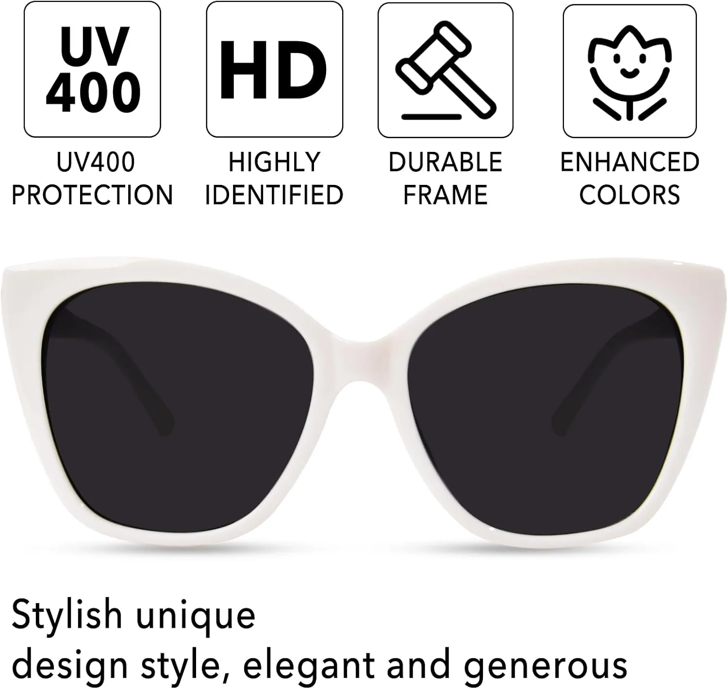 OPTOFENDY Sunglasses Womens Trendy Square Cat Eye Sun Glasses UV400 Protection, Shopping Cycling Driving