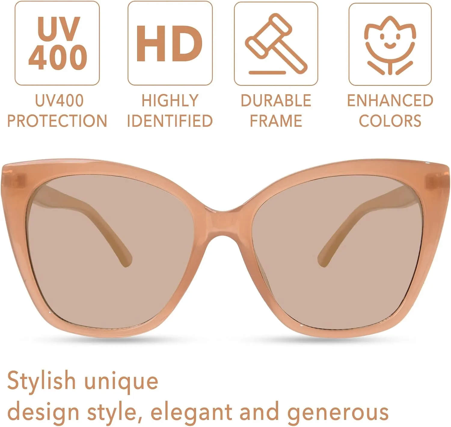 OPTOFENDY Sunglasses Womens Trendy Square Cat Eye Sun Glasses UV400 Protection, Shopping Cycling Driving