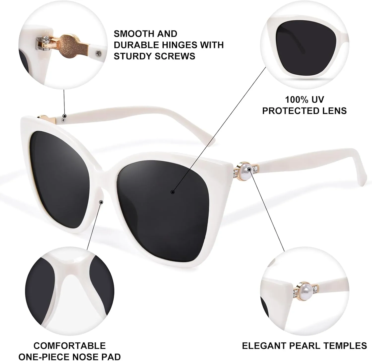 OPTOFENDY Sunglasses Womens Trendy Square Cat Eye Sun Glasses UV400 Protection, Shopping Cycling Driving
