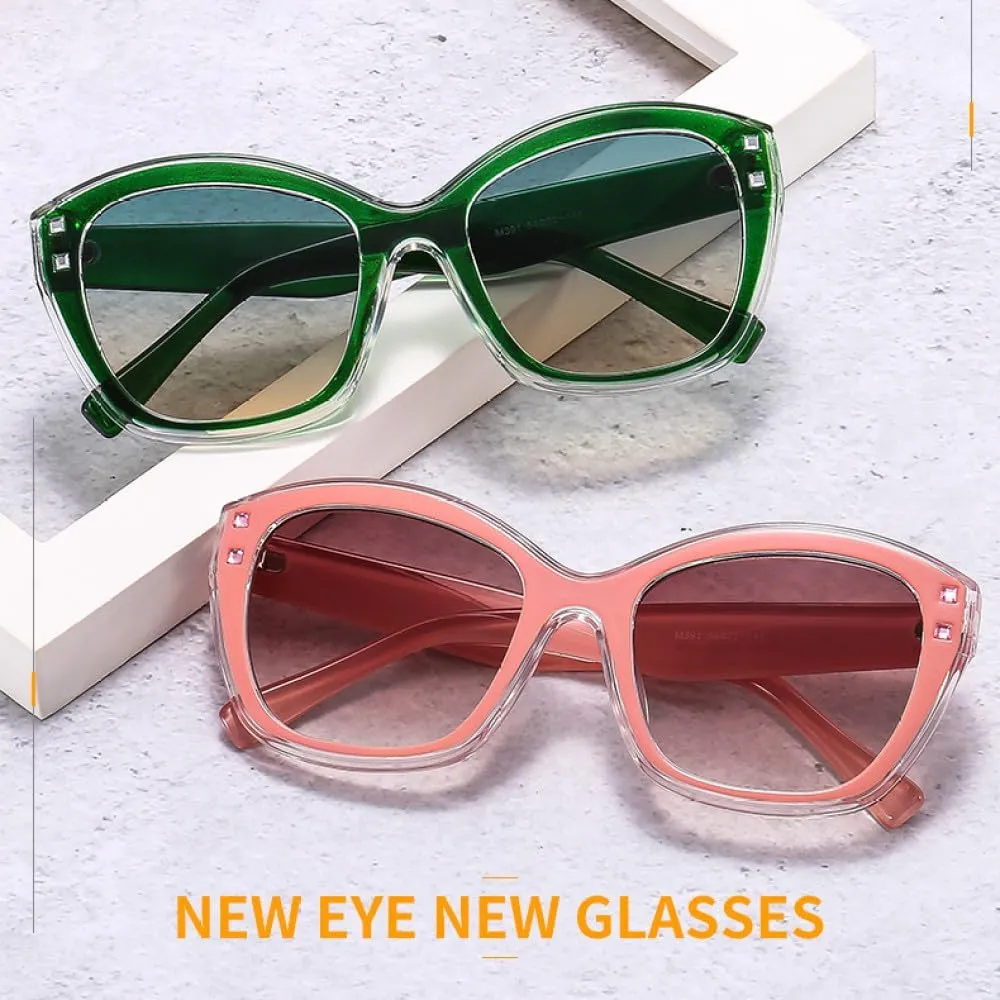 Oversized Cat eye Sunglasses Women Men Luxury Shades Pink Eyewear Vintage Sun Glasses UV400 Pink Glasses Black