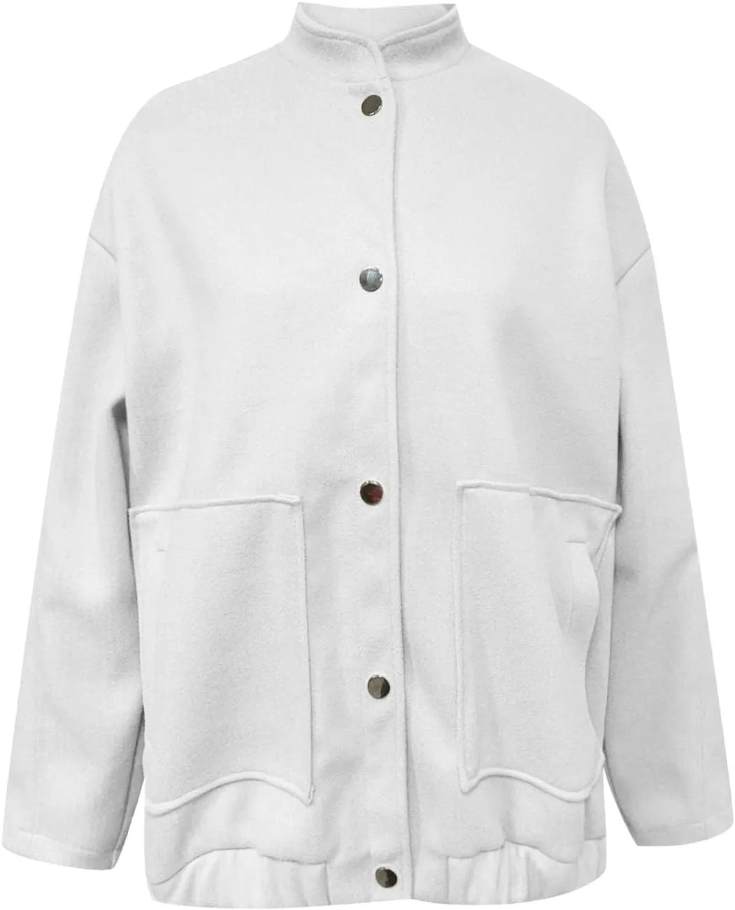 Oversized Jackets for Women Fall Winter Warm Wool Blend Coat Long Sleeve Snap Button Down Solid Pocket Outerwear with Pocket