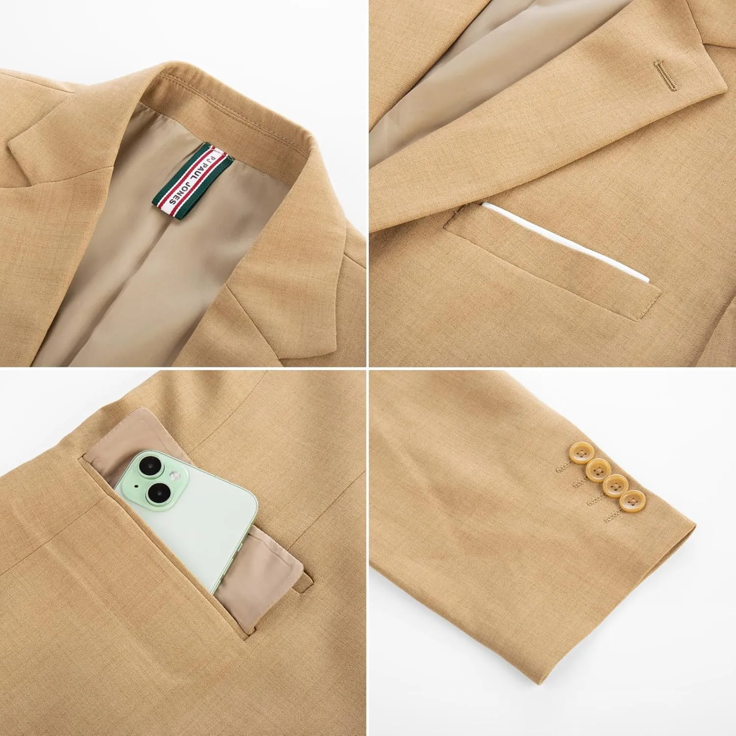 PJ PAUL JONES Mens Casual Sport Coats Two Buttons Lightweight Business Sport Blazer
