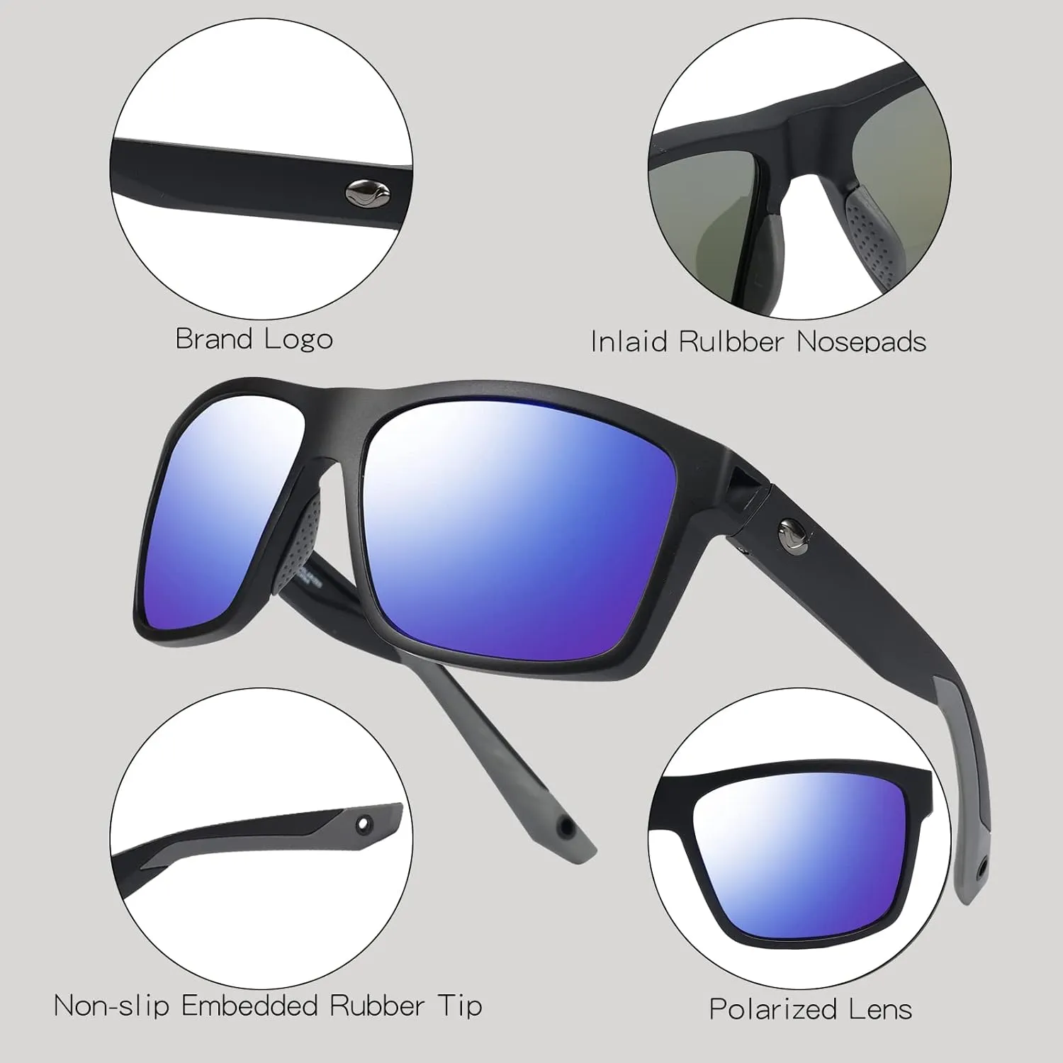 Polarized Sunglasses for Men and Women Anti UV Protection Square Sports Sunglasses Men for Cycling Fishing Driving 82930