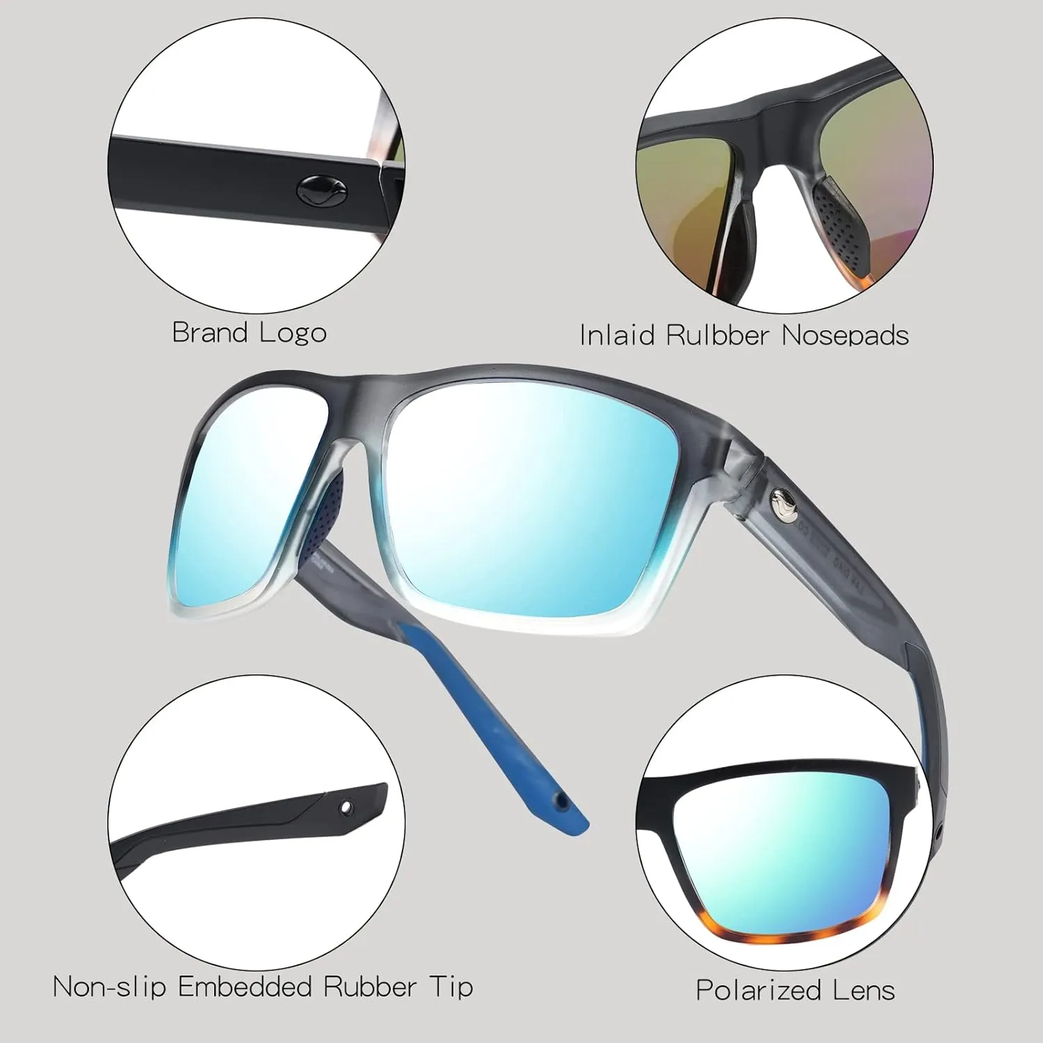 Polarized Sunglasses for Men and Women Anti UV Protection Square Sports Sunglasses Men for Cycling Fishing Driving 82930