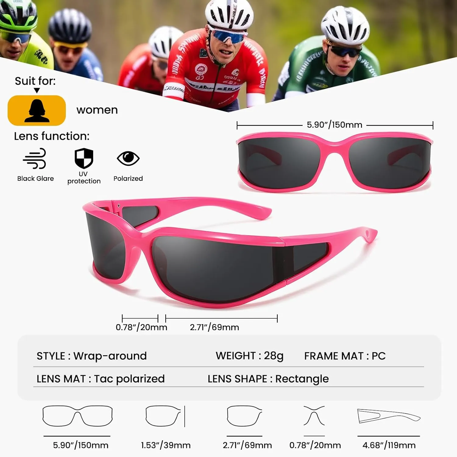 Polarized Wrap Around Sunglasses for Women Running Cycling Sports Sun Glasses Trendy 2025 Shades
