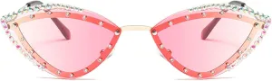 Popular Y2K Vintage Diamond Cat Eye Sunglasses Women For Female Rimless Sun Glasses Punk Luxury Designer Crystal Shades N45