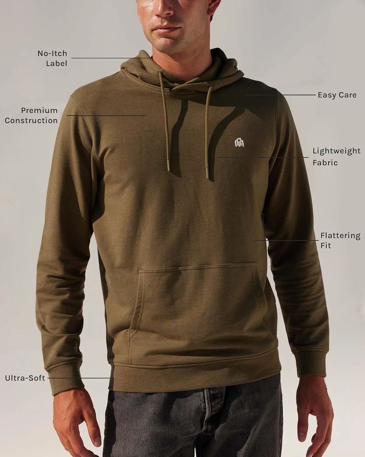 Premium Hoodies for Men S - 4XL Lightweight Casual Fitted Plain Pullover Sweatshirt