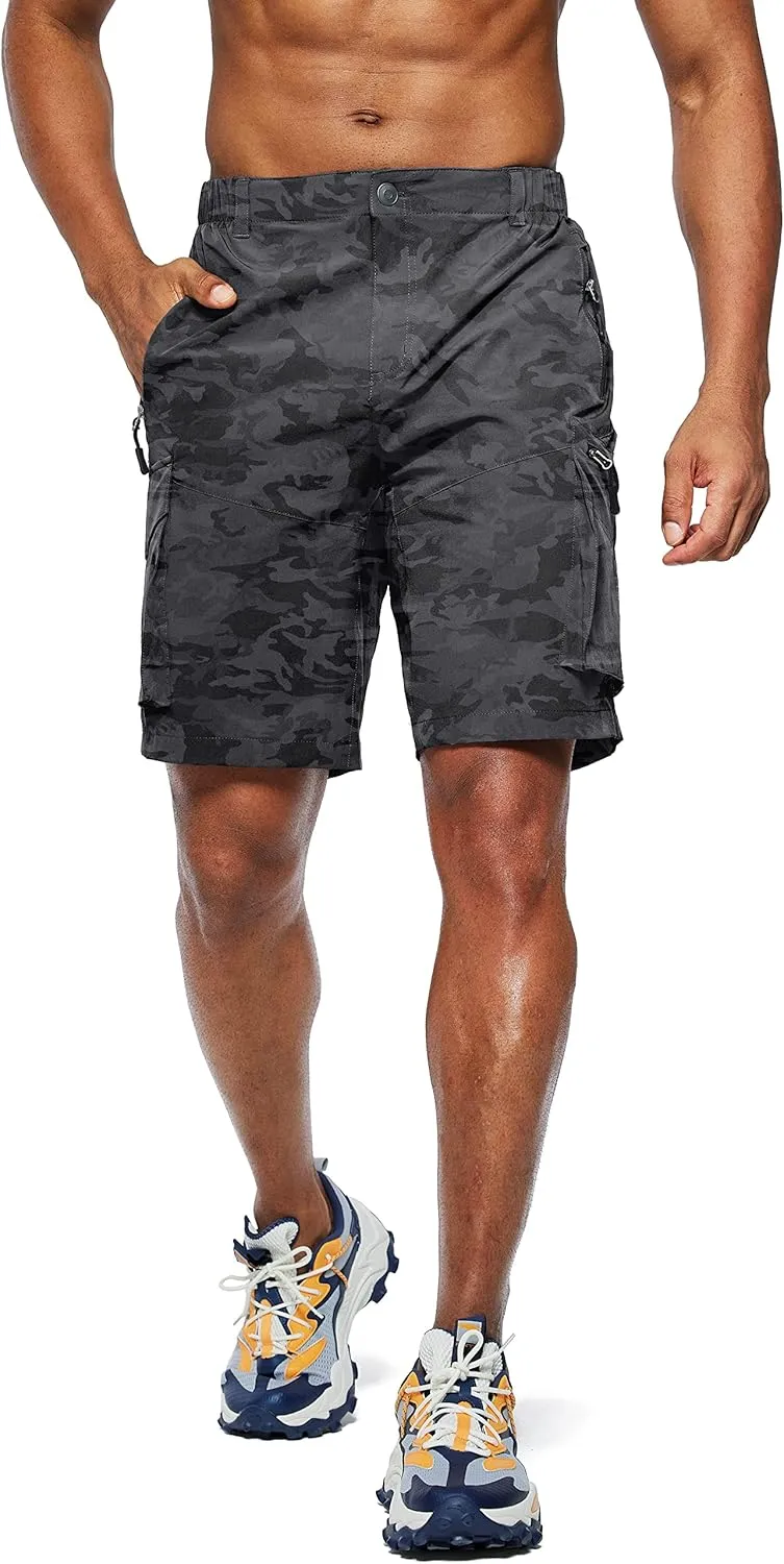 Pudolla Men's Hiking Cargo Shorts Quick Dry Outdoor Travel Shorts for Men with Multi Pocket for Fishing Camping Casual