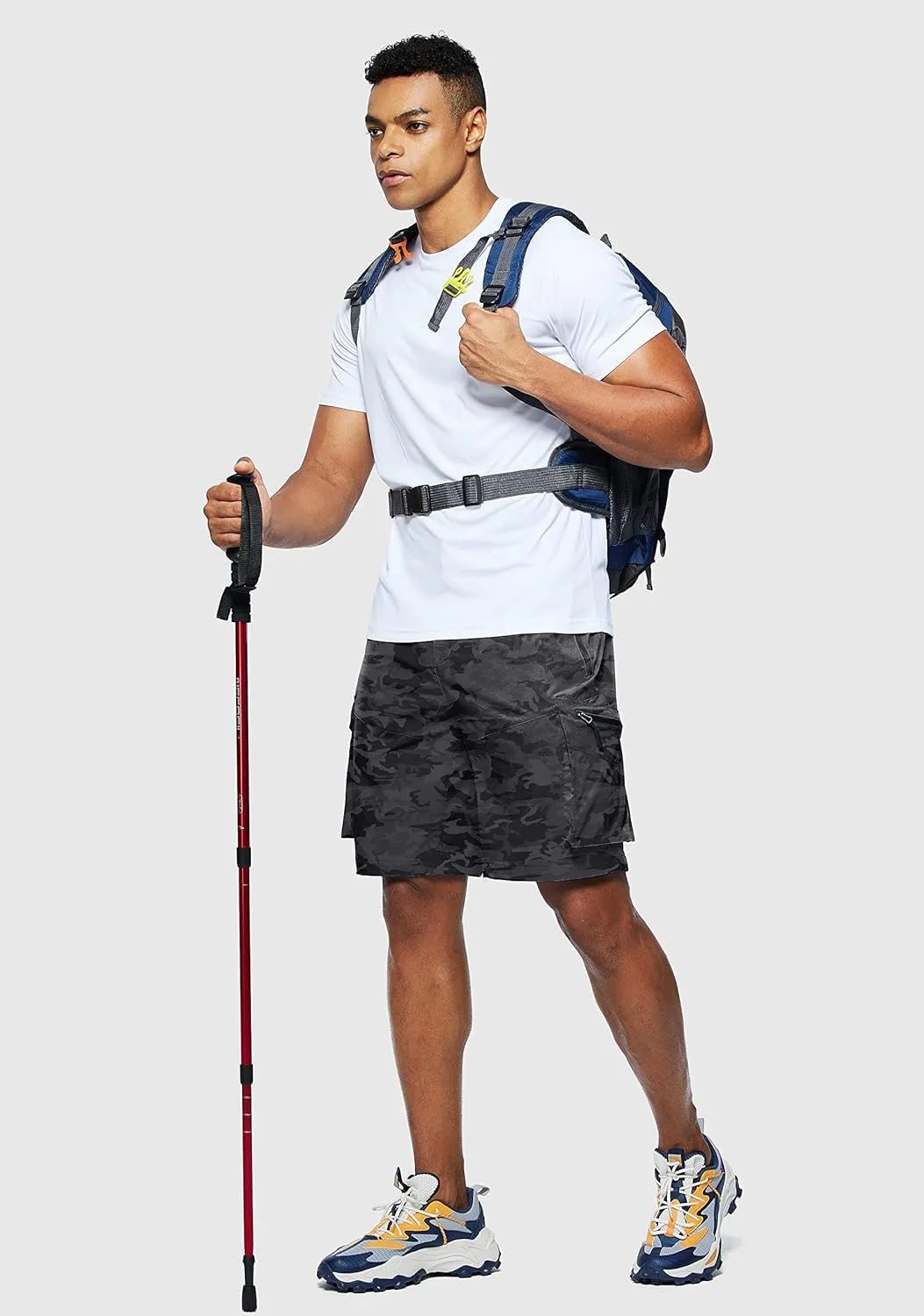 Pudolla Men's Hiking Cargo Shorts Quick Dry Outdoor Travel Shorts for Men with Multi Pocket for Fishing Camping Casual