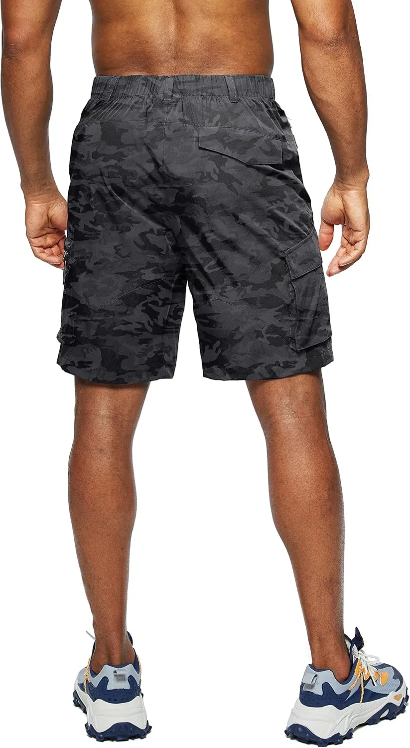 Pudolla Men's Hiking Cargo Shorts Quick Dry Outdoor Travel Shorts for Men with Multi Pocket for Fishing Camping Casual