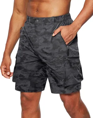 Pudolla Men's Hiking Cargo Shorts Quick Dry Outdoor Travel Shorts for Men with Multi Pocket for Fishing Camping Casual