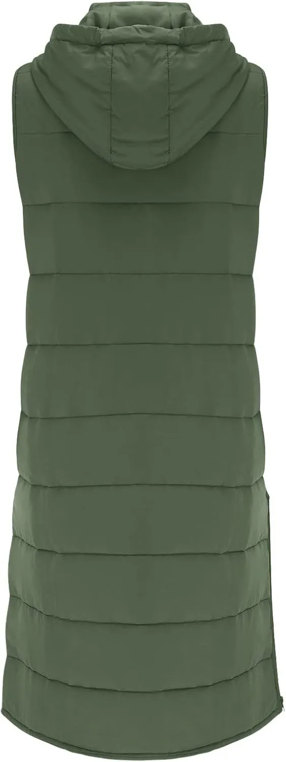 Puffer Vest Women Long Thermal Thicken Winter Coat Packable Sleeveless Down Coat Casual Trendy Outwear