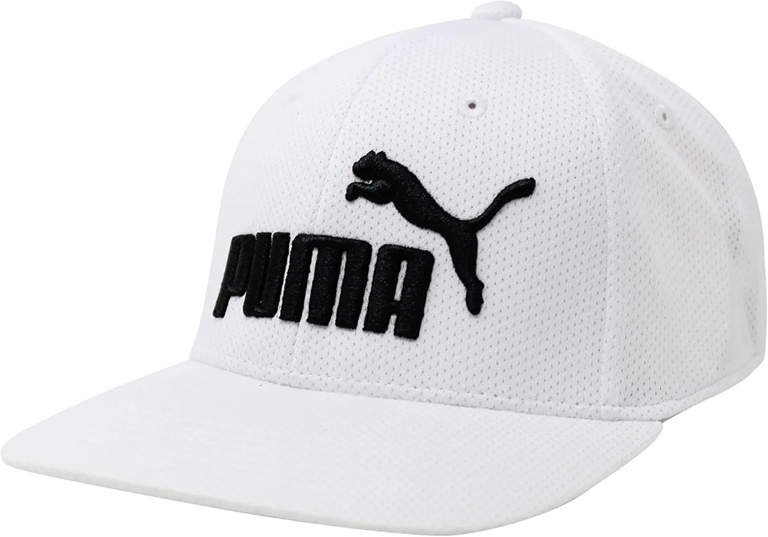 PUMA Evercat Luke Stretch Fit Cap, White/Black, Small-Medium US