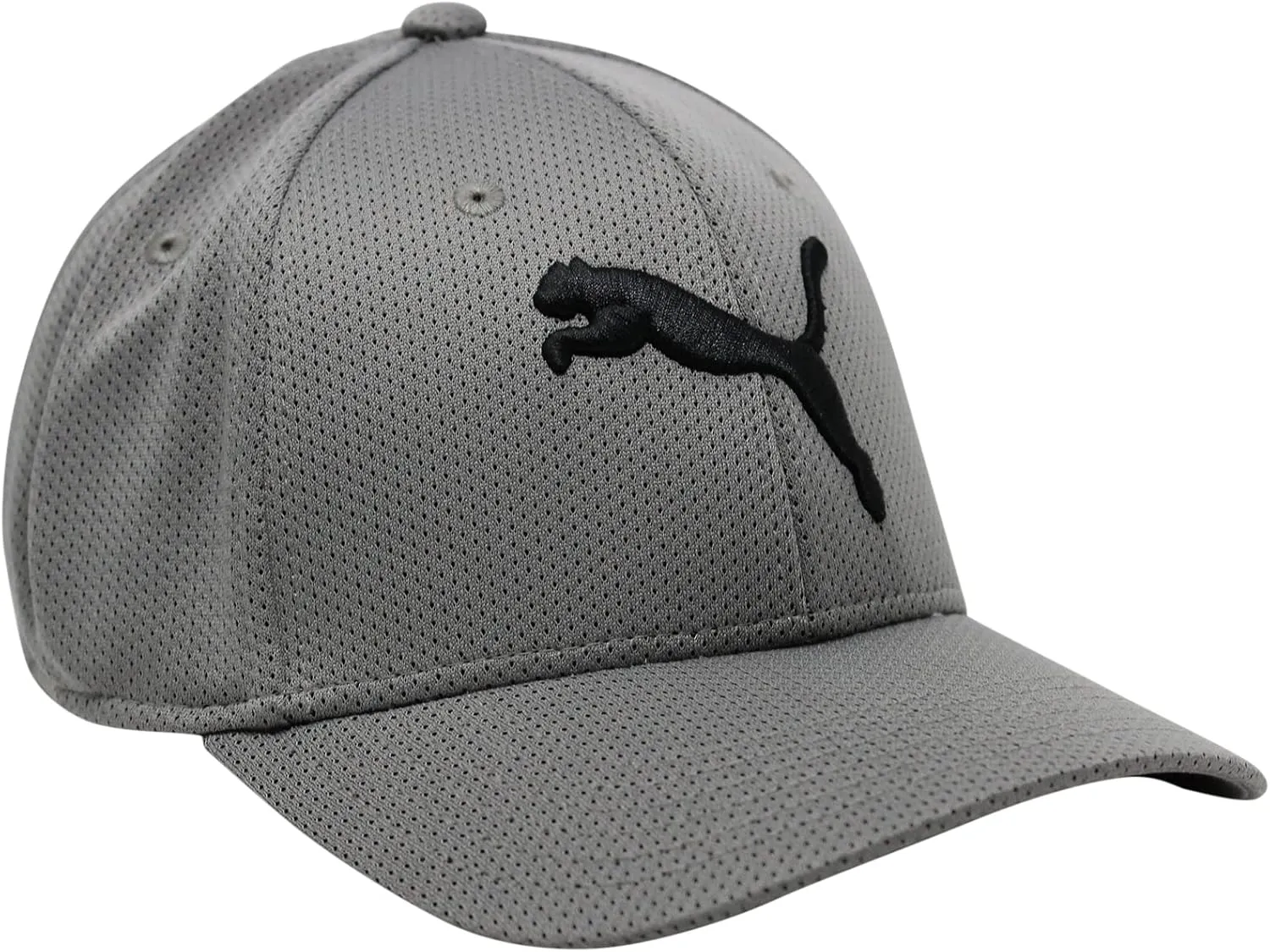 PUMA Evercat Mesh Stretch Fit Baseball Cap, Grey/Black, Small-Medium US