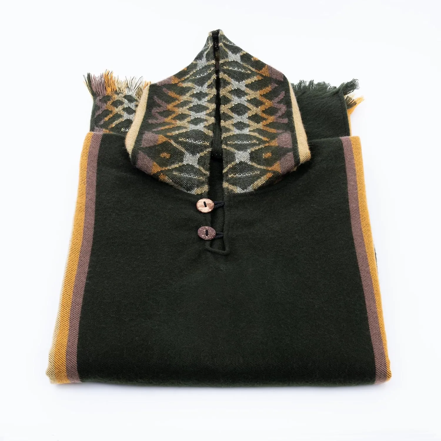 QISU Alpaca Wool Poncho, Handmade in Ecuador, Thick, Warm and Alpaca Wool Poncho, Lightweight and Soft