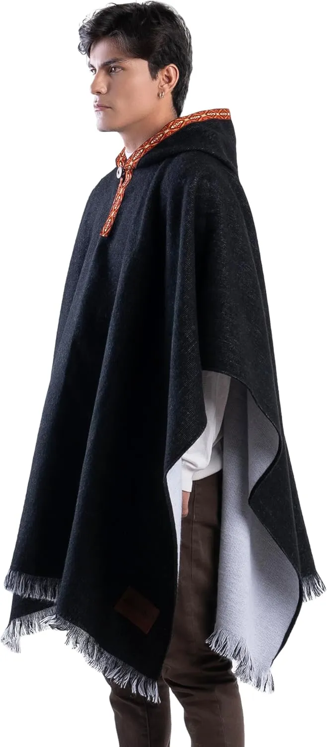 QISU Alpaca Wool Poncho, Handmade in Ecuador, Thick, Warm and Alpaca Wool Poncho, Lightweight and Soft
