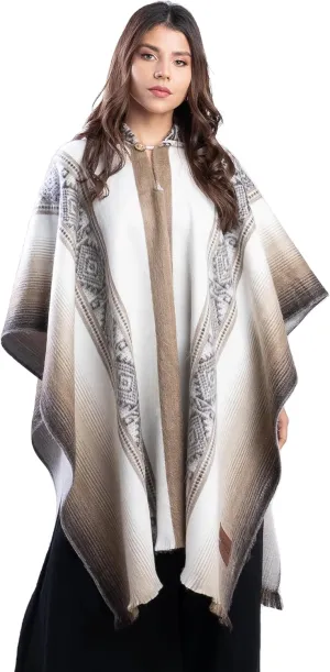 QISU Alpaca Wool Poncho, Handmade in Ecuador, Thick, Warm and Alpaca Wool Poncho, Lightweight and Soft