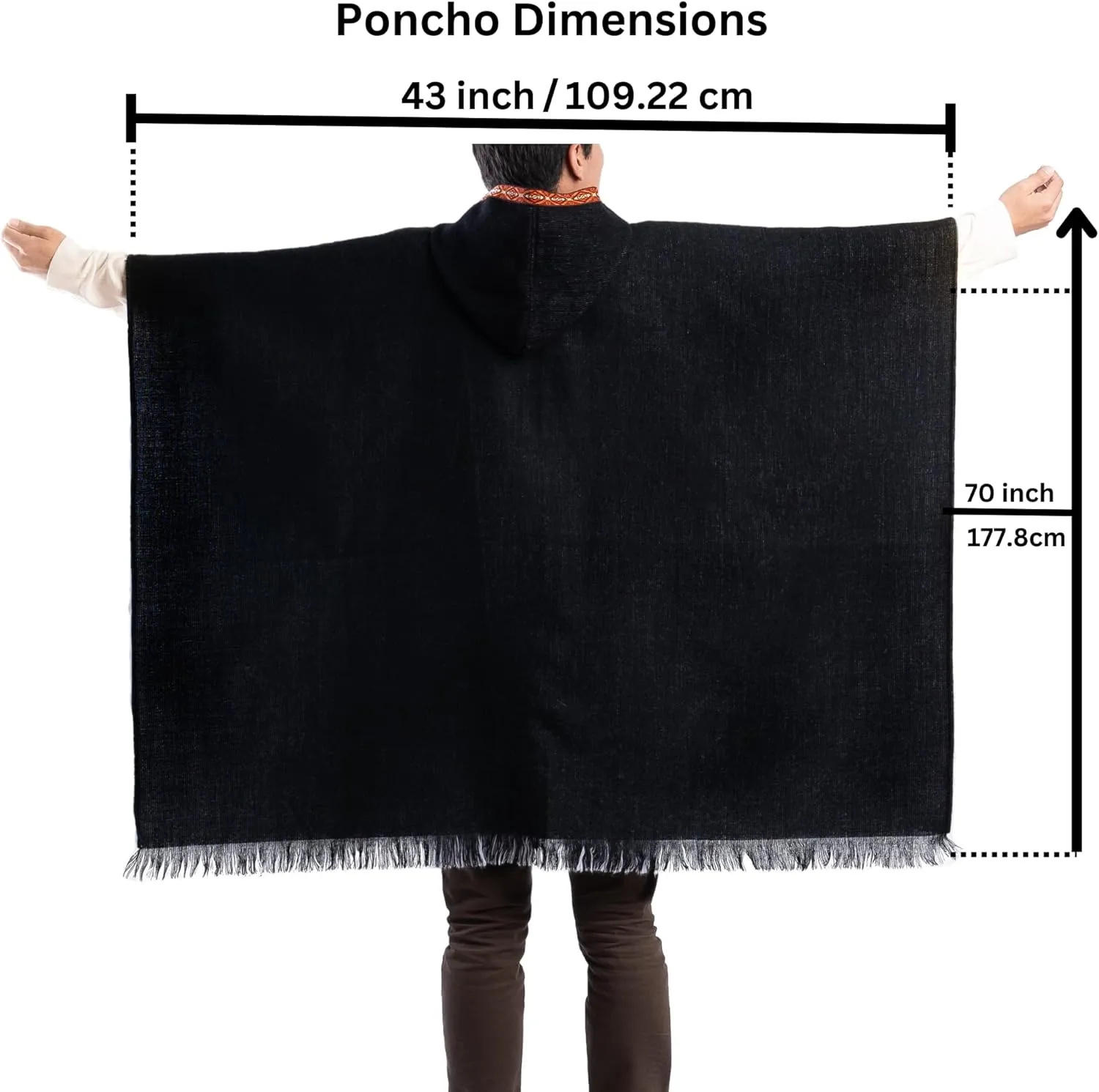 QISU Alpaca Wool Poncho, Handmade in Ecuador, Thick, Warm and Alpaca Wool Poncho, Lightweight and Soft
