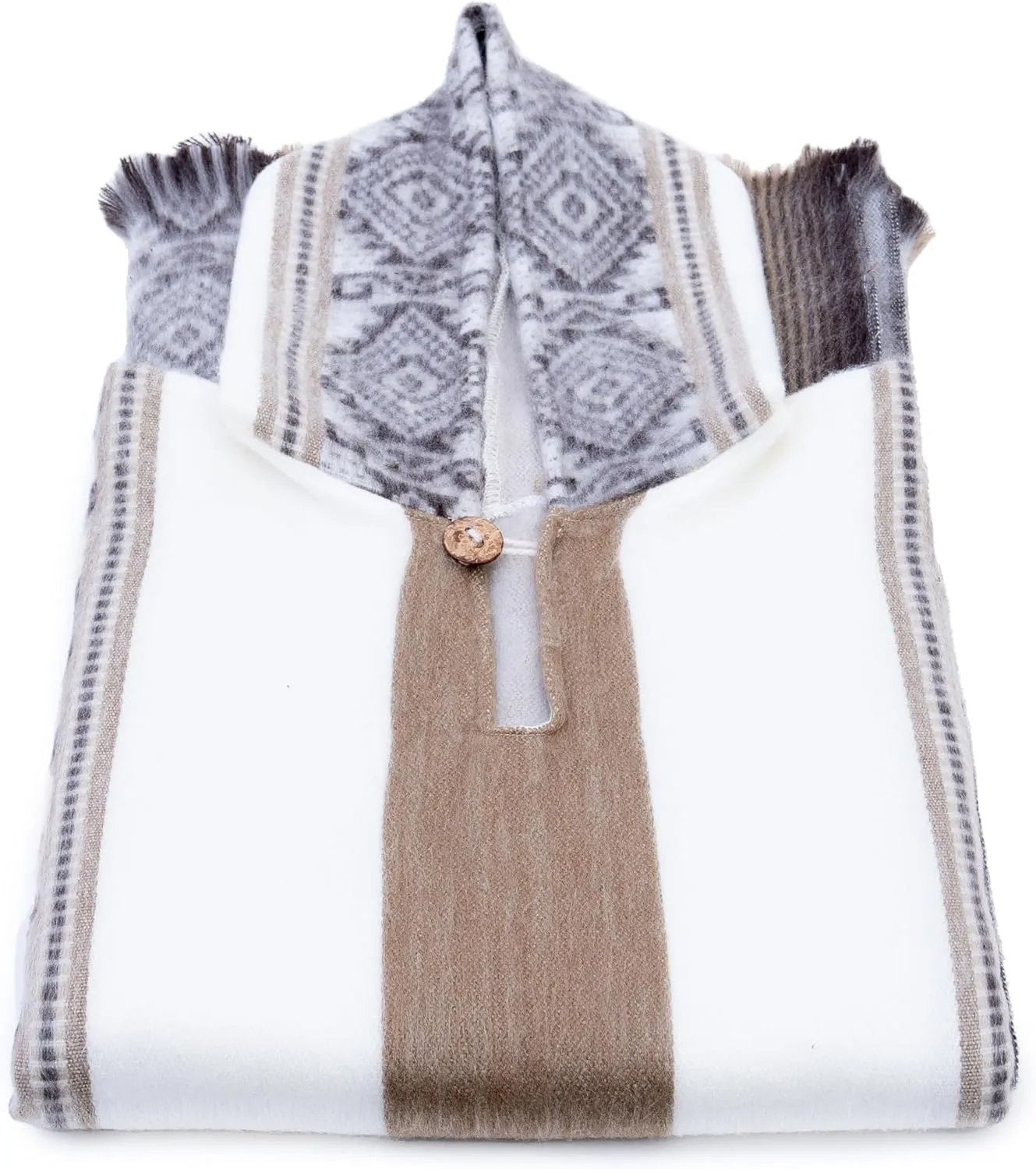 QISU Alpaca Wool Poncho, Handmade in Ecuador, Thick, Warm and Alpaca Wool Poncho, Lightweight and Soft