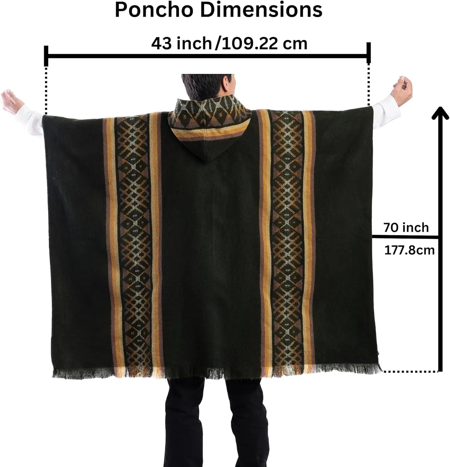 QISU Alpaca Wool Poncho, Handmade in Ecuador, Thick, Warm and Alpaca Wool Poncho, Lightweight and Soft