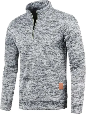 Quarter Zip Pullover Sweaters for Men Thermal Fleece Lined Sweatshirt Plus Size Fall Winter Lightweight Golf Work Top