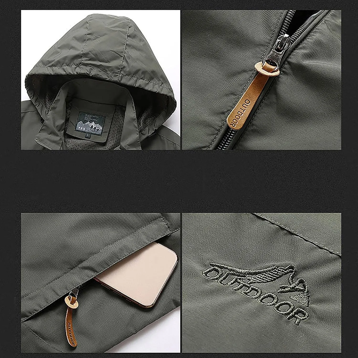 Rain Jacket for Men, Mens Waterproof Raincoat Lightweight Rain Jackets Outdoor Rain Coat Windbreaker with Pockets