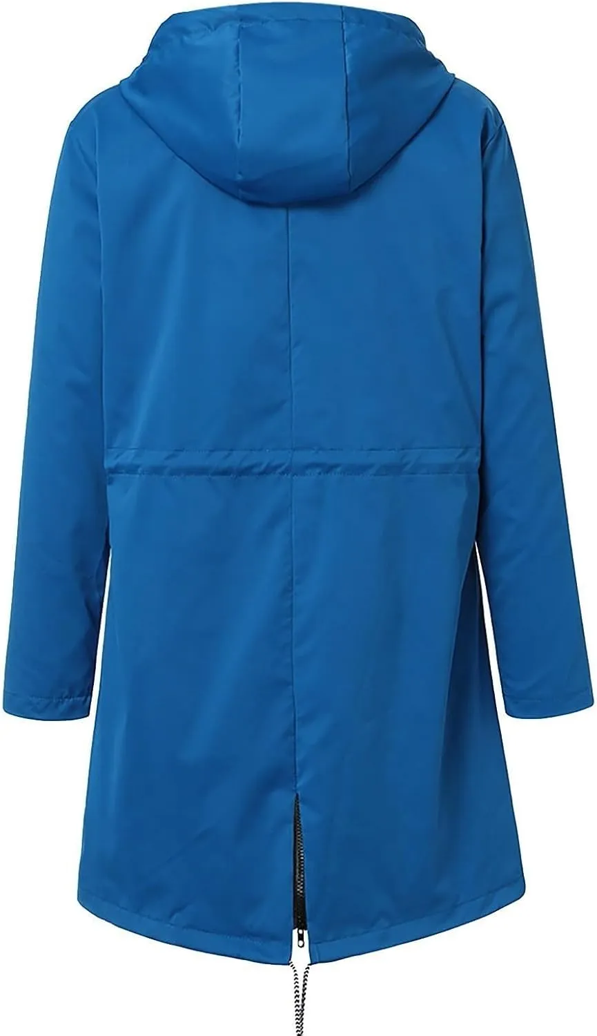 Raincoat Hoodie for Women Rain Coats Outdoor Plus Medium and Long Rain Jackets Waterproof with Hood