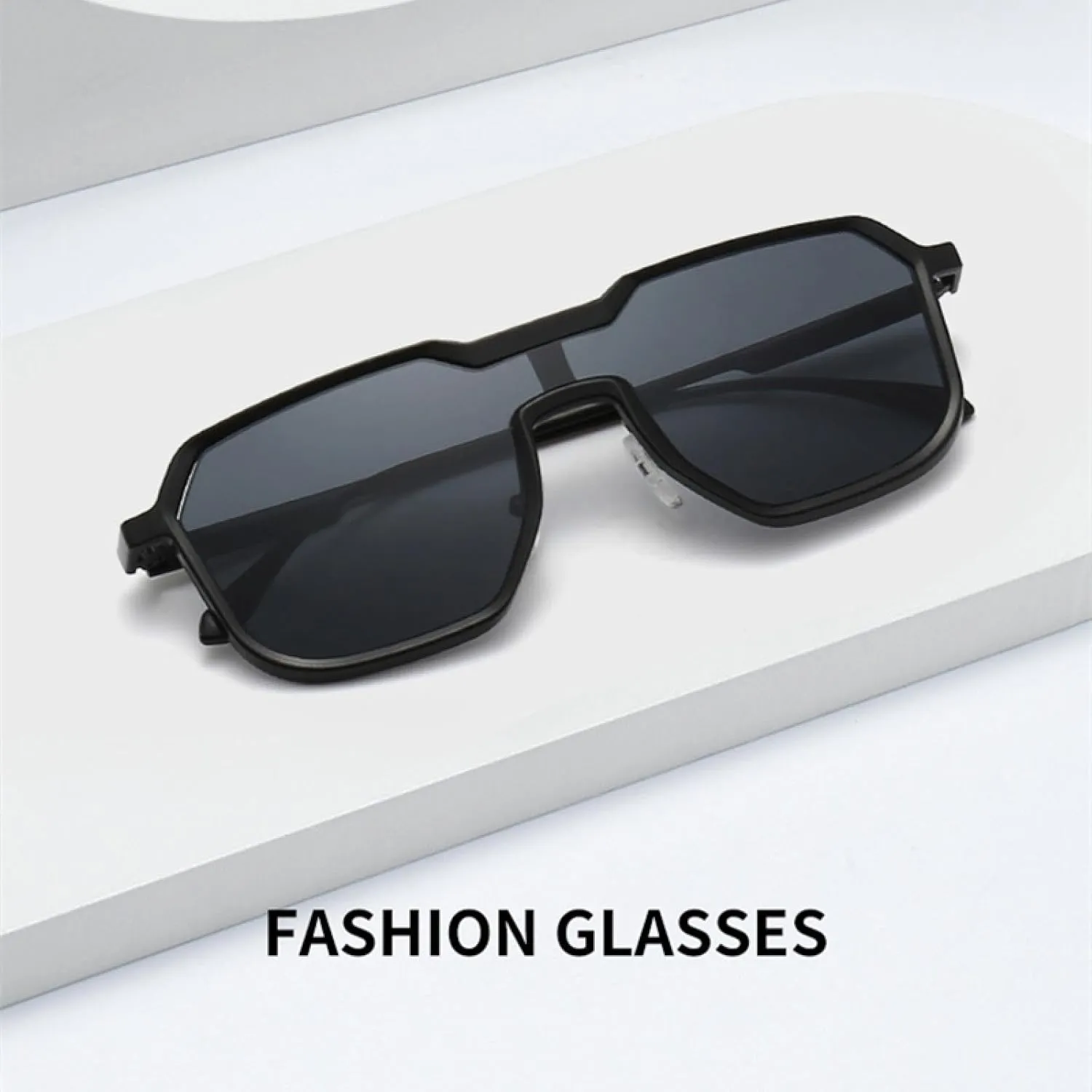 Retro One Piece Men Metal Frame Sunglasses Fashion Punk Women Trending Gradient Sun Glasses