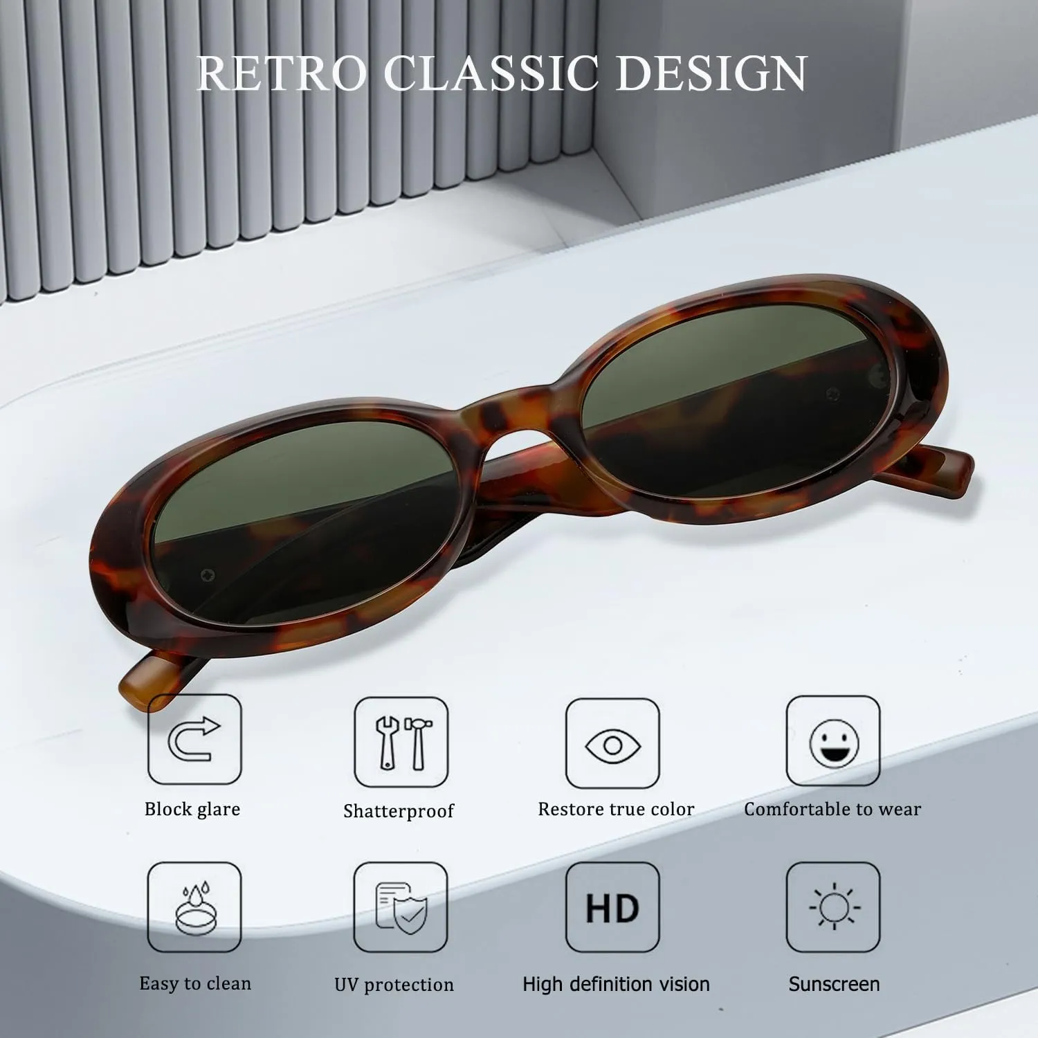 Retro Oval Sunglasses for Women Fashion Cat Eye Sunglasses Ladies 90s Vintage Oval Shades