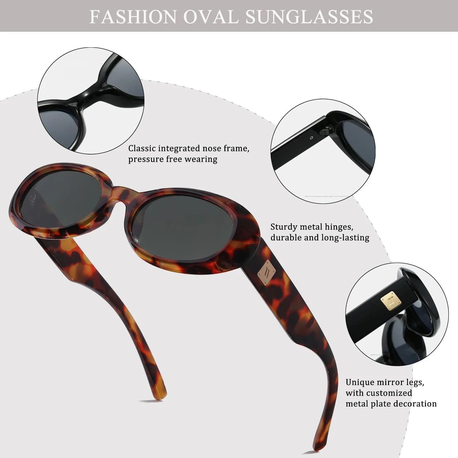 Retro Oval Sunglasses for Women Fashion Cat Eye Sunglasses Ladies 90s Vintage Oval Shades