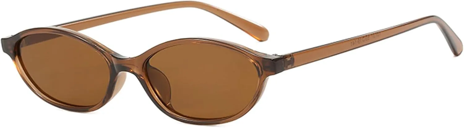 Retro Oval Sunglasses for Women y2k Trendy 90s Lightweight Shades Vintage Narrow Cat Eye Oval Sun Glasses Cool