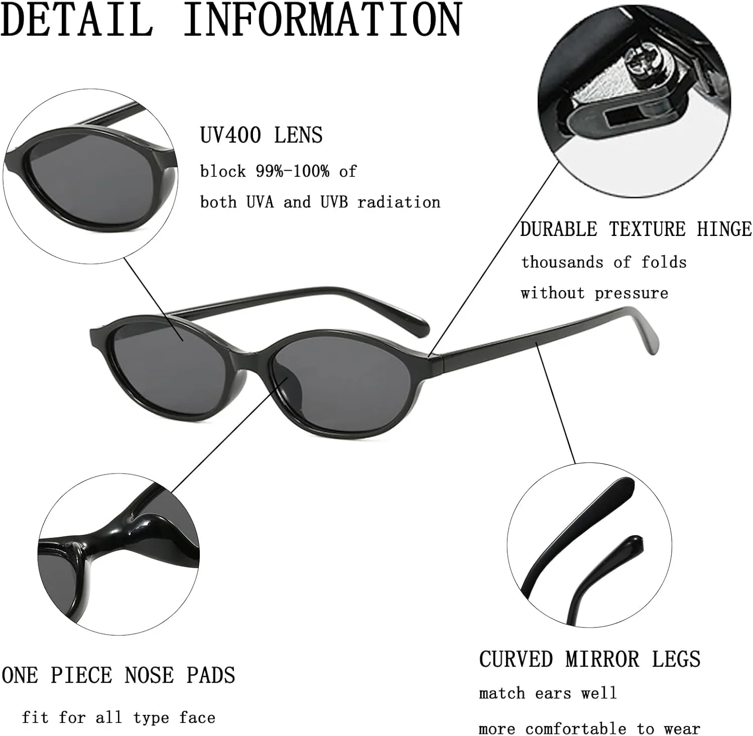 Retro Oval Sunglasses for Women y2k Trendy 90s Lightweight Shades Vintage Narrow Cat Eye Oval Sun Glasses Cool
