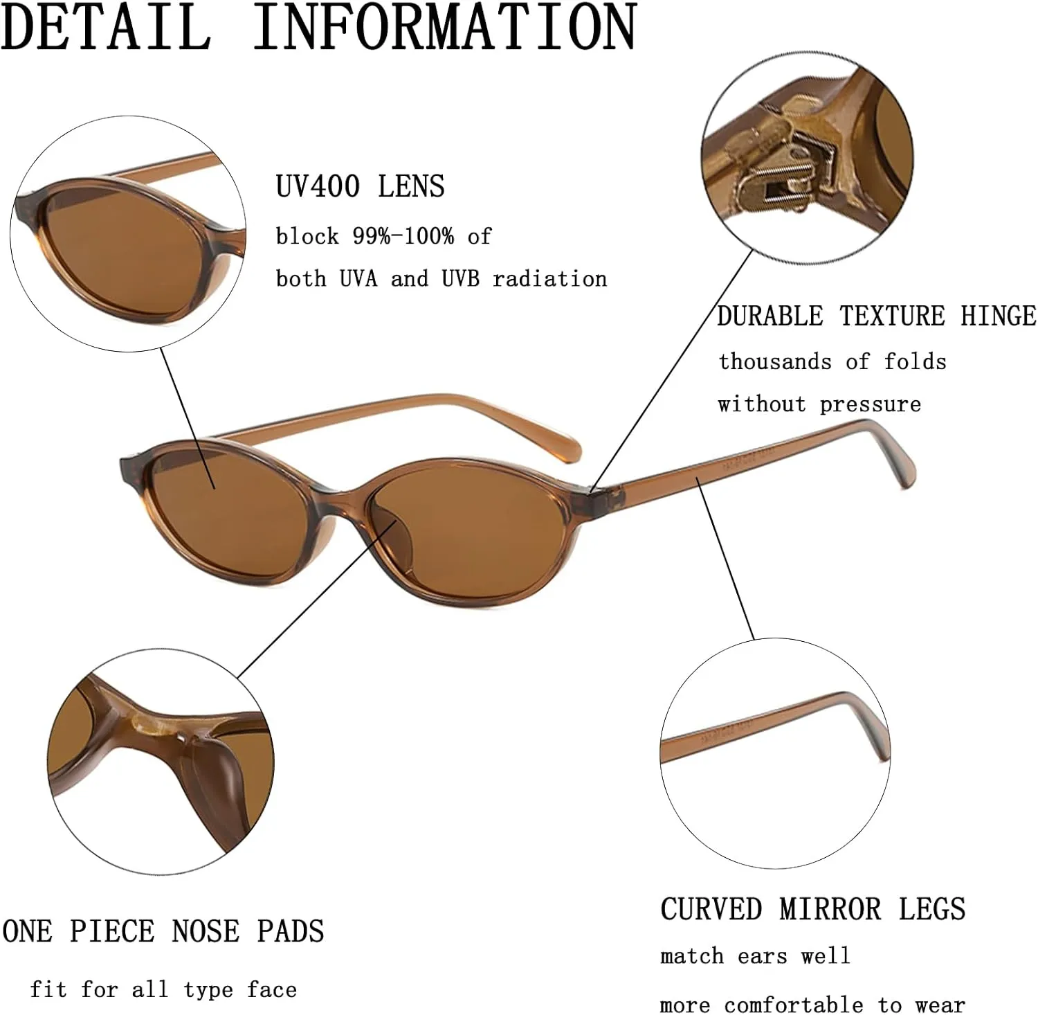 Retro Oval Sunglasses for Women y2k Trendy 90s Lightweight Shades Vintage Narrow Cat Eye Oval Sun Glasses Cool