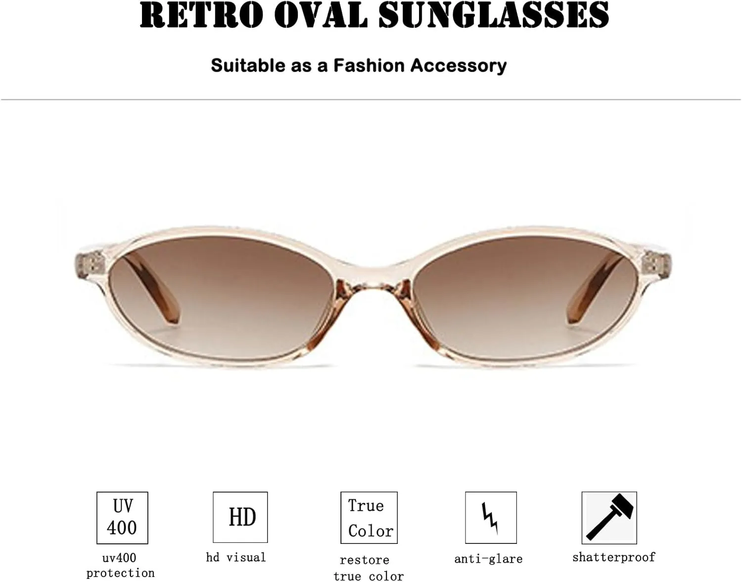 Retro Oval Sunglasses for Women y2k Trendy 90s Lightweight Shades Vintage Narrow Cat Eye Oval Sun Glasses Cool