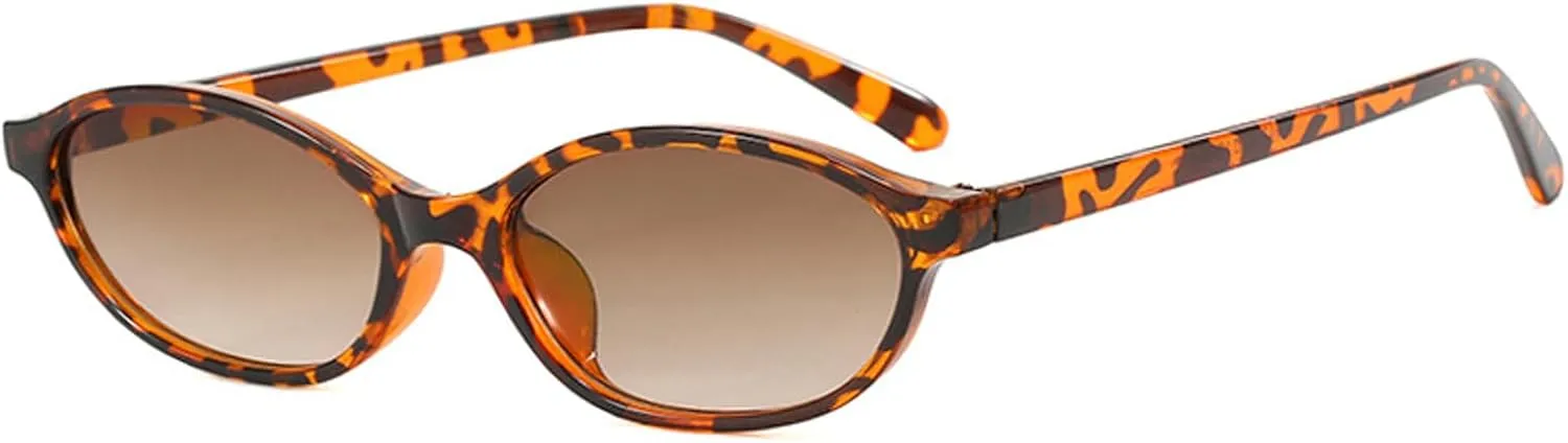 Retro Oval Sunglasses for Women y2k Trendy 90s Lightweight Shades Vintage Narrow Cat Eye Oval Sun Glasses Cool