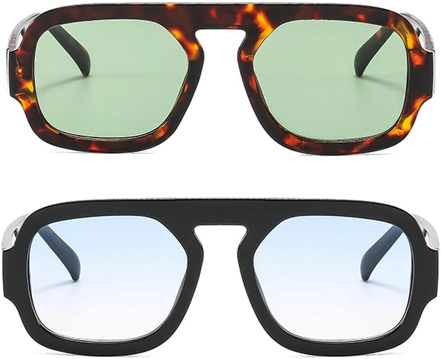 Retro Pilot Sunglasses Women Fashion UV Protection 2pcs Blue Green Sun Glasses Men Outdoors Casual Sunglasses N47