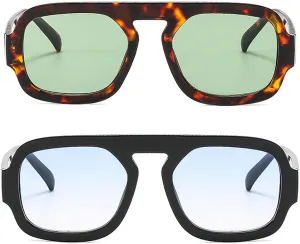 Retro Pilot Sunglasses Women Fashion UV Protection 2pcs Blue Green Sun Glasses Men Outdoors Casual Sunglasses N47