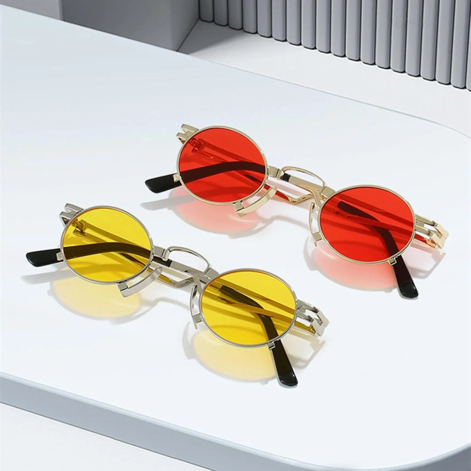 Retro Small Oval Sunglasses Women Fashion Irregular Metal Frame Men Punk Shades Uv400 Sun Glasses