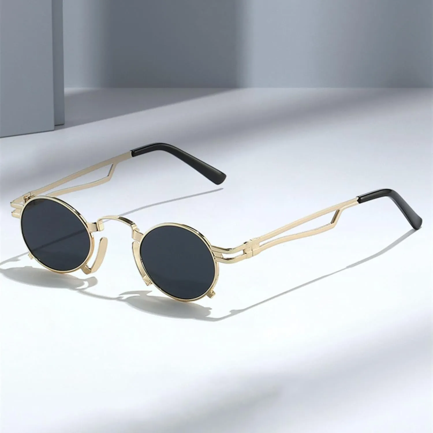 Retro Small Oval Sunglasses Women Fashion Irregular Metal Frame Men Punk Shades Uv400 Sun Glasses