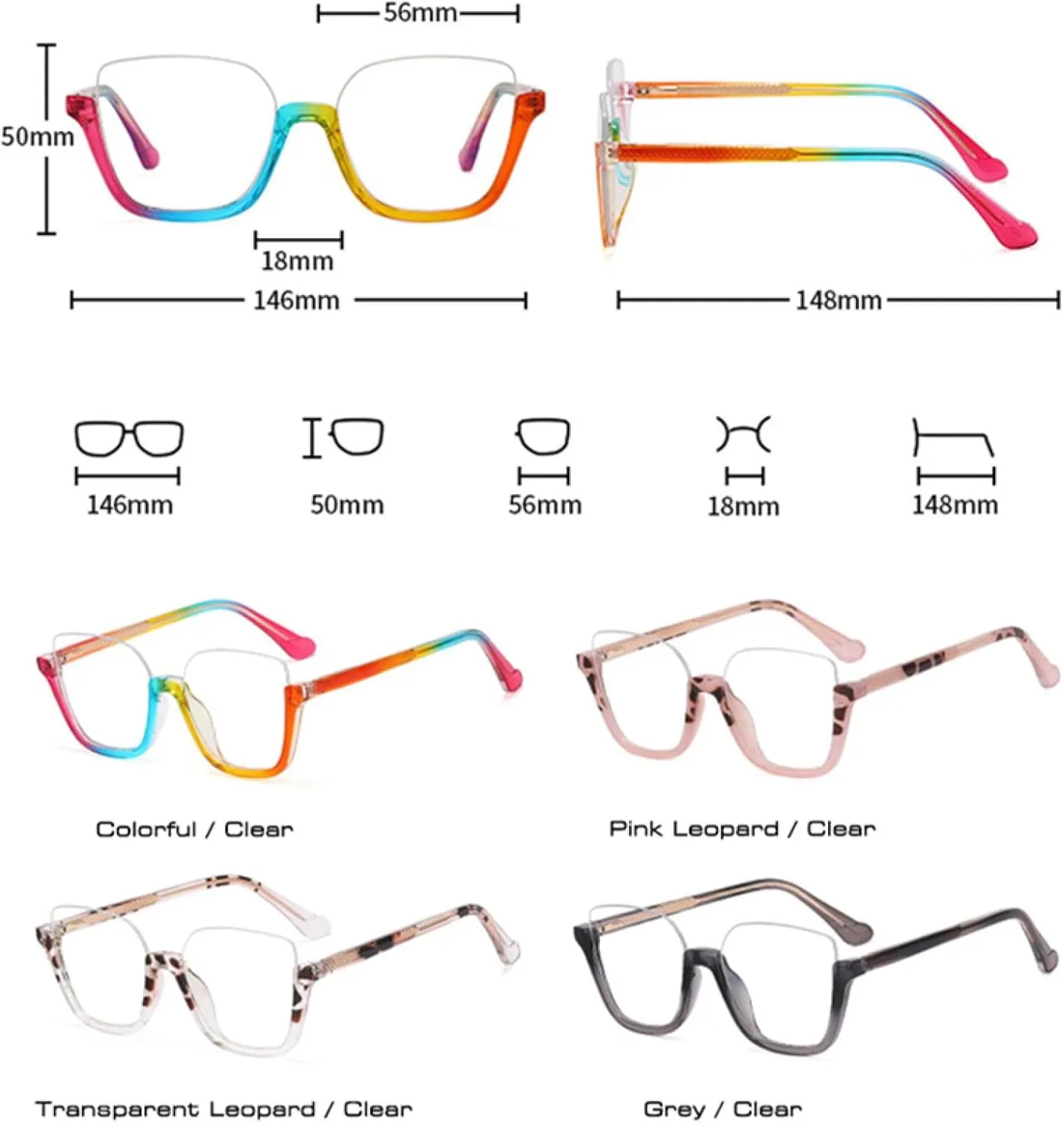 Retro Women Glasses Frames Fashion Clear Men Colorful
