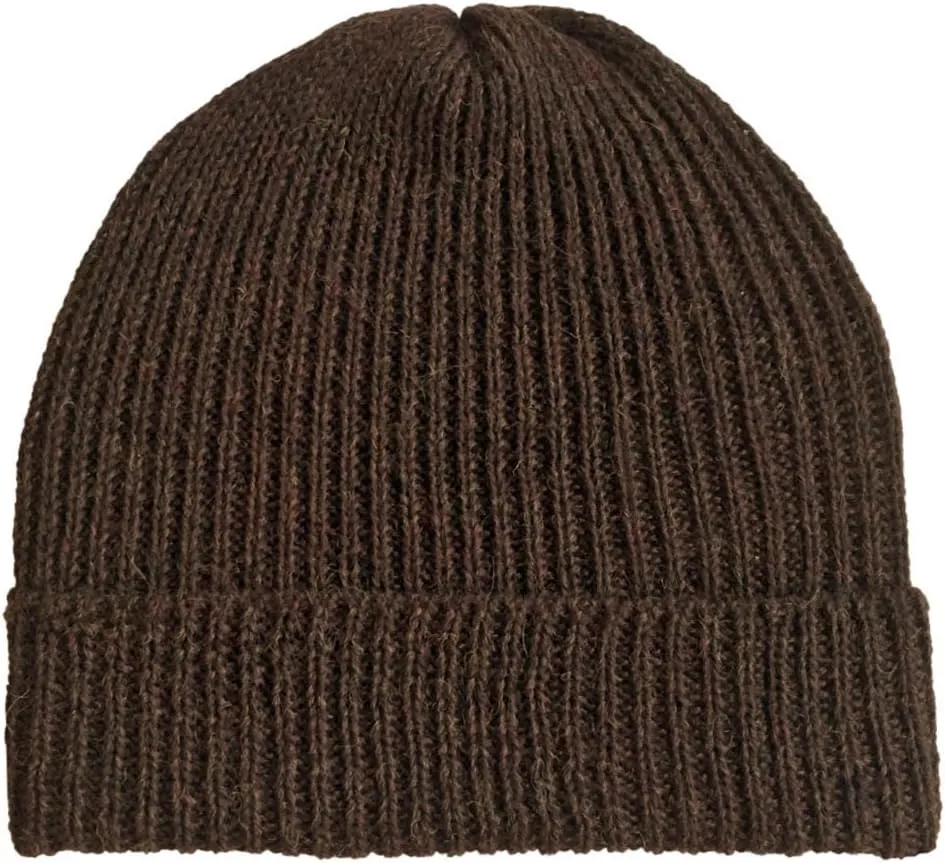 Ribbed Stocking Cap - 100% Alpaca Wool - Traditional Fisherman Style for Work or Fashion Unisex Durable All Weather Hat