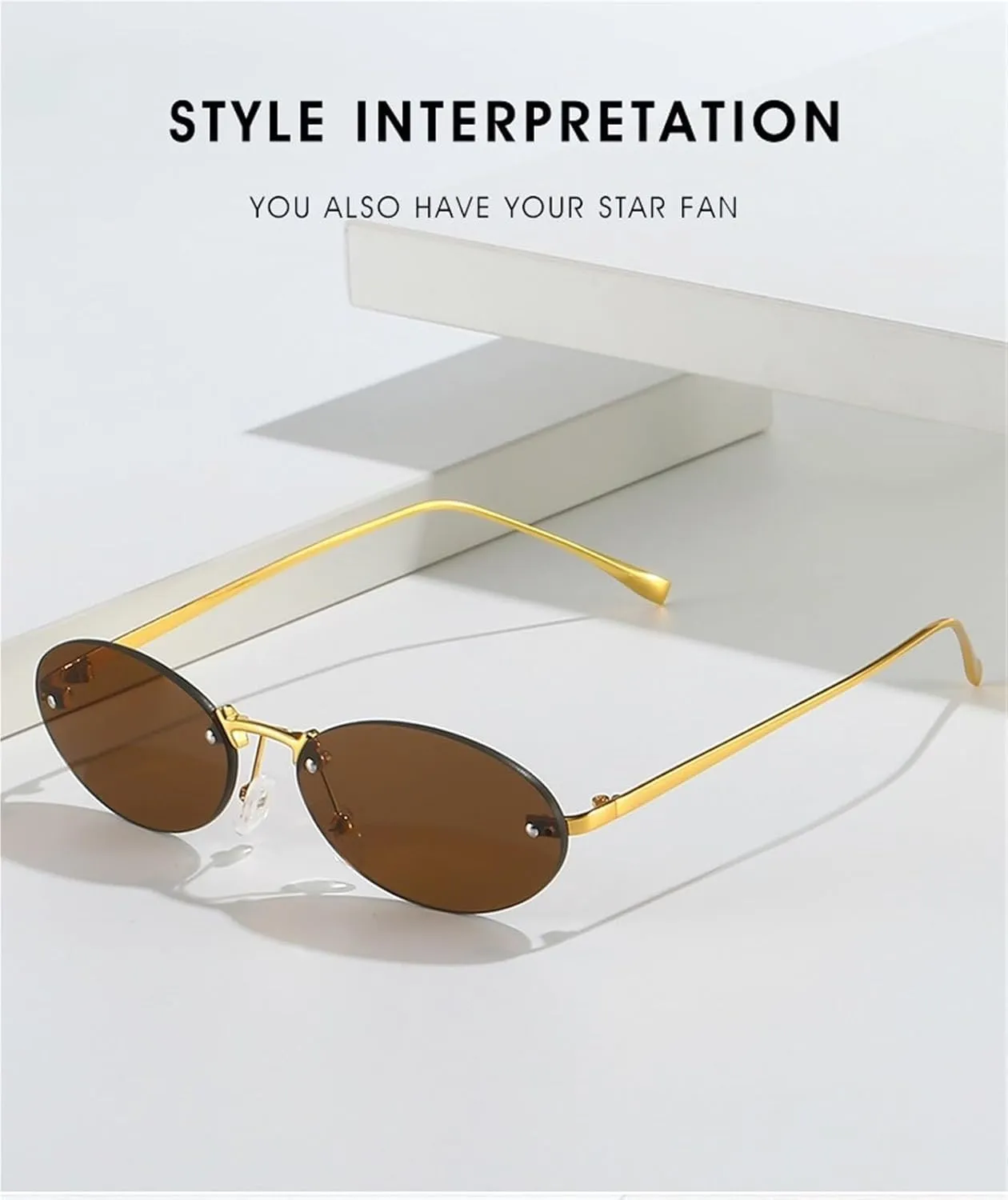 Rimless Metal Small Frame Women Sunglasses Outdoor Shopping Commuter Sun Glasses