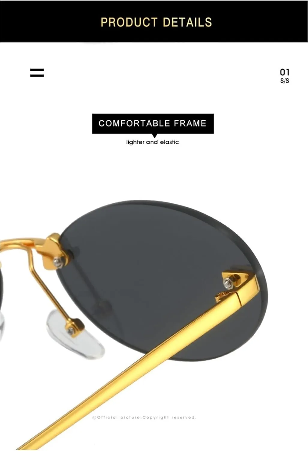 Rimless Metal Small Frame Women Sunglasses Outdoor Shopping Commuter Sun Glasses