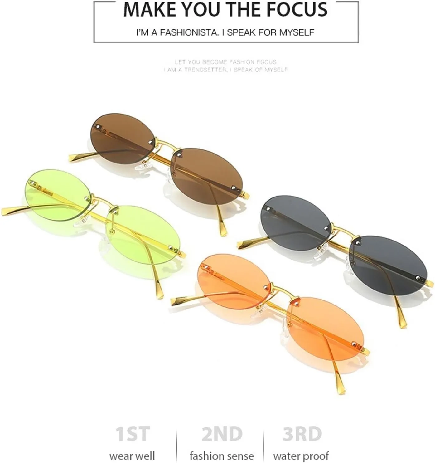 Rimless Metal Small Frame Women Sunglasses Outdoor Shopping Commuter Sun Glasses