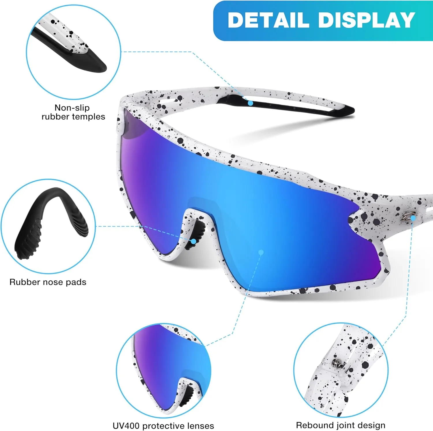 RIVBOS Youth Baseball Sunglasses for Kids(Boys&Girls) Polarized UV Protection Cycling Glasses RYS007